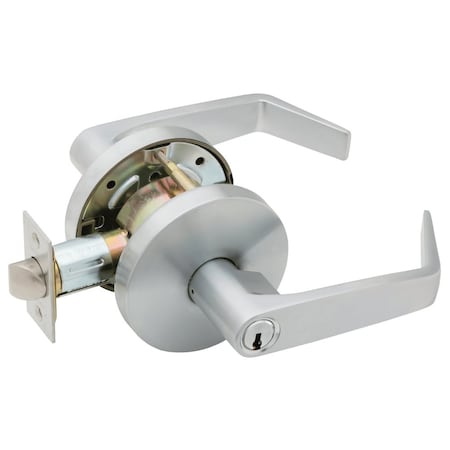 Falcon Grade 2 Corridor Cylindrical Lock, Key in Lever Cylinder, Dane Lever, Standard Rose, Satin Chrome W571PD D 626